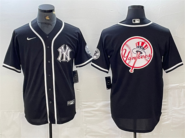 Men's New York Yankees Black Team Big Logo Cool Base Stitched Baseball Jersey Men's New York Yankees Black Team Big Logo Cool Base Stitched Baseball Jersey